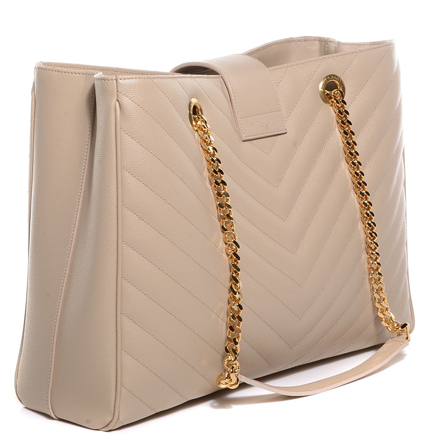 Grain De Poudre Matelasse Chevron Monogram Shopping Bag Nude