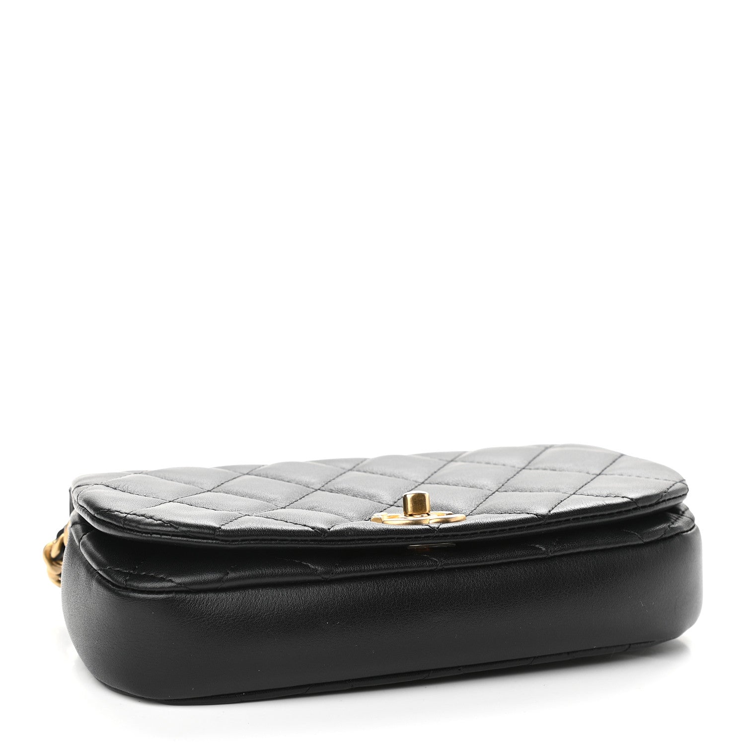 Chanel Calfskin Quilted Coco Mail Clutch With Chain Black 4 of 9