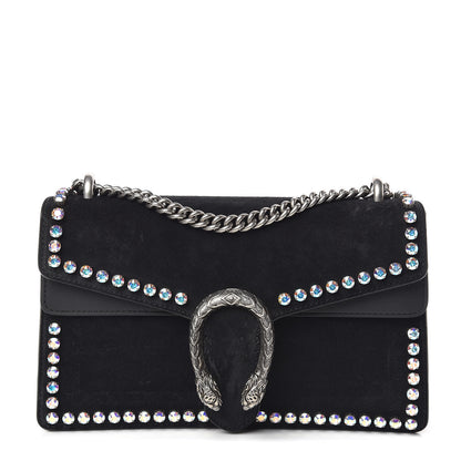 Gucci Suede Crystal Small Dionysus Shoulder Bag Black 1 of 9