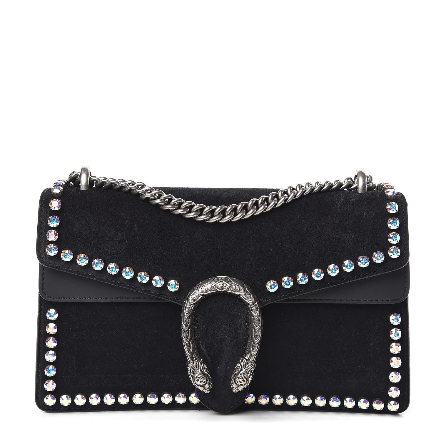 Gucci Suede Crystal Small Dionysus Shoulder Bag Black 1 of 9