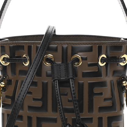 Fendi Vitello Liberty F is Fendi Bi-Color FF 1974 Embossed Mini Mon Tresor Bucket Bag Maya Black 10 of 13