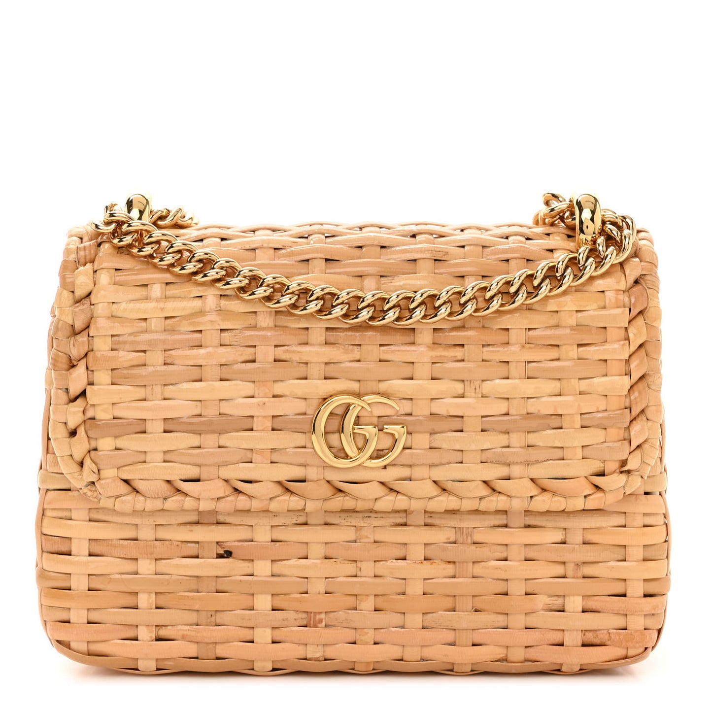 Glazed Wicker Mini Cestino Shoulder Bag Natural