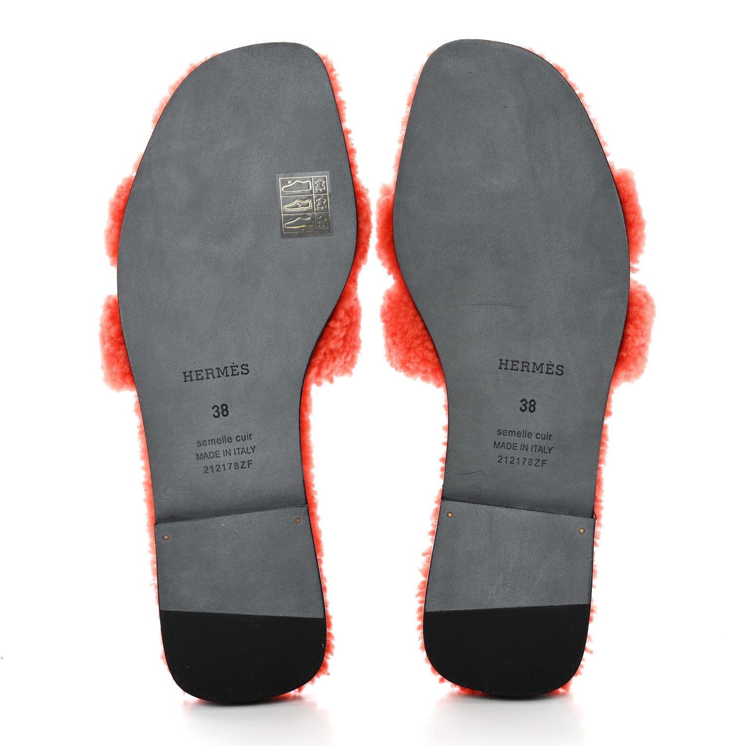 Hermes Woolskin Oran Sandals 38 Orange 5 of 11