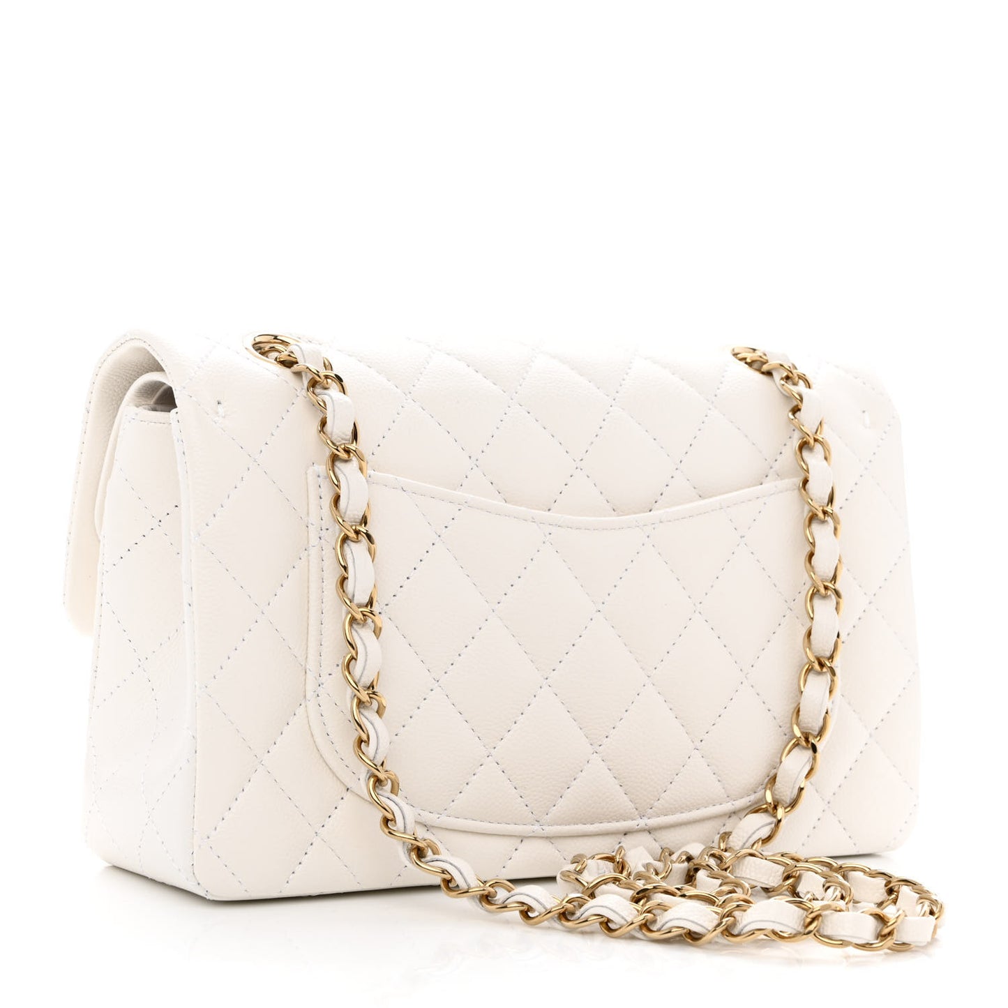 Caviar Quilted Small Double Flap White