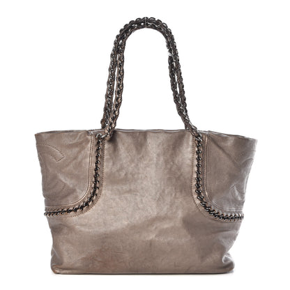 Chanel Metallic Goatskin Luxe Ligne Shoulder Bag Dark Silver 1 of 12