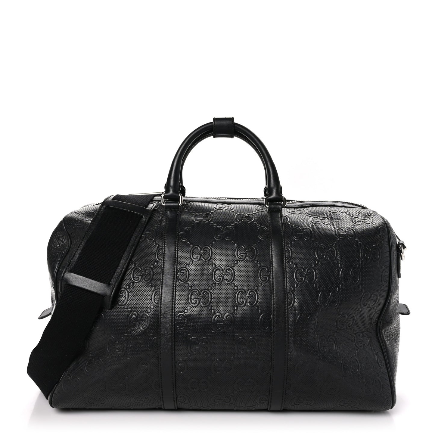 Calfskin GG Tennis Embossed Duffle Bag Black