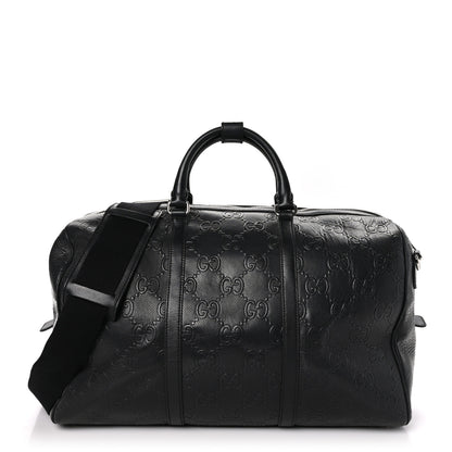 Gucci Calfskin GG Tennis Embossed Duffle Bag Black 1 of 14