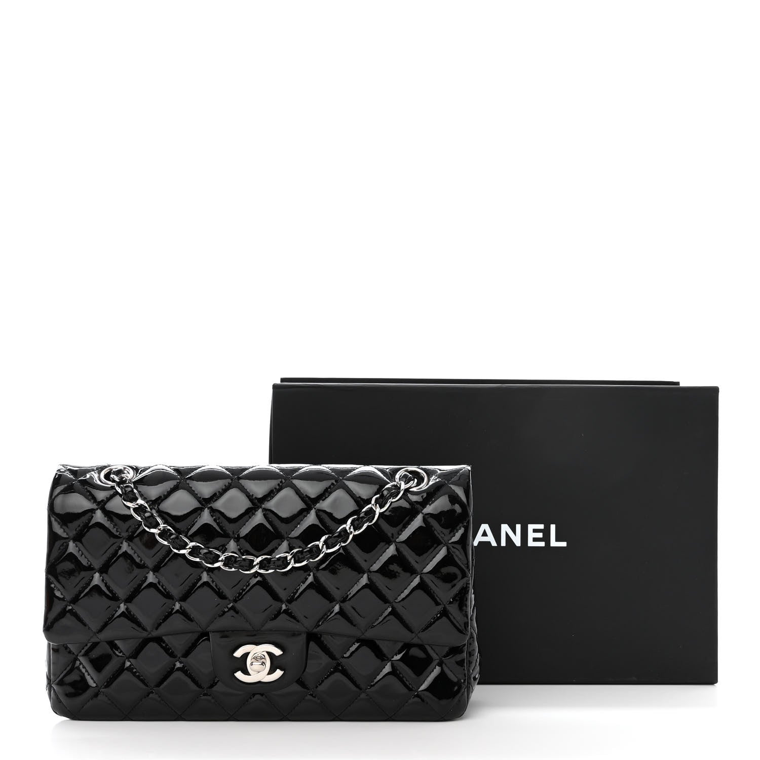 Chanel Patent Quilted Medium Double Flap Black 13 of 13
