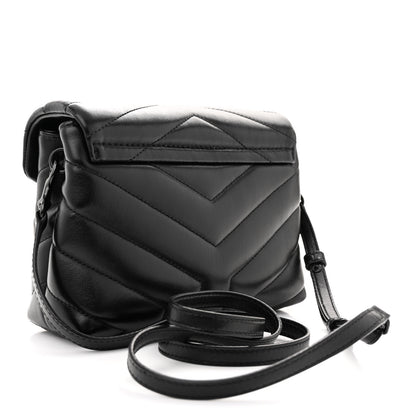 Saint Laurent Calfskin Y Quilted Monogram Monochrome Toy Loulou Crossbody Bag Black 3 of 10