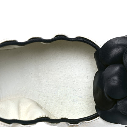 Chanel Lambskin Camellia Cap Toe Ballerina Flats 35.5 White Black 6 of 7