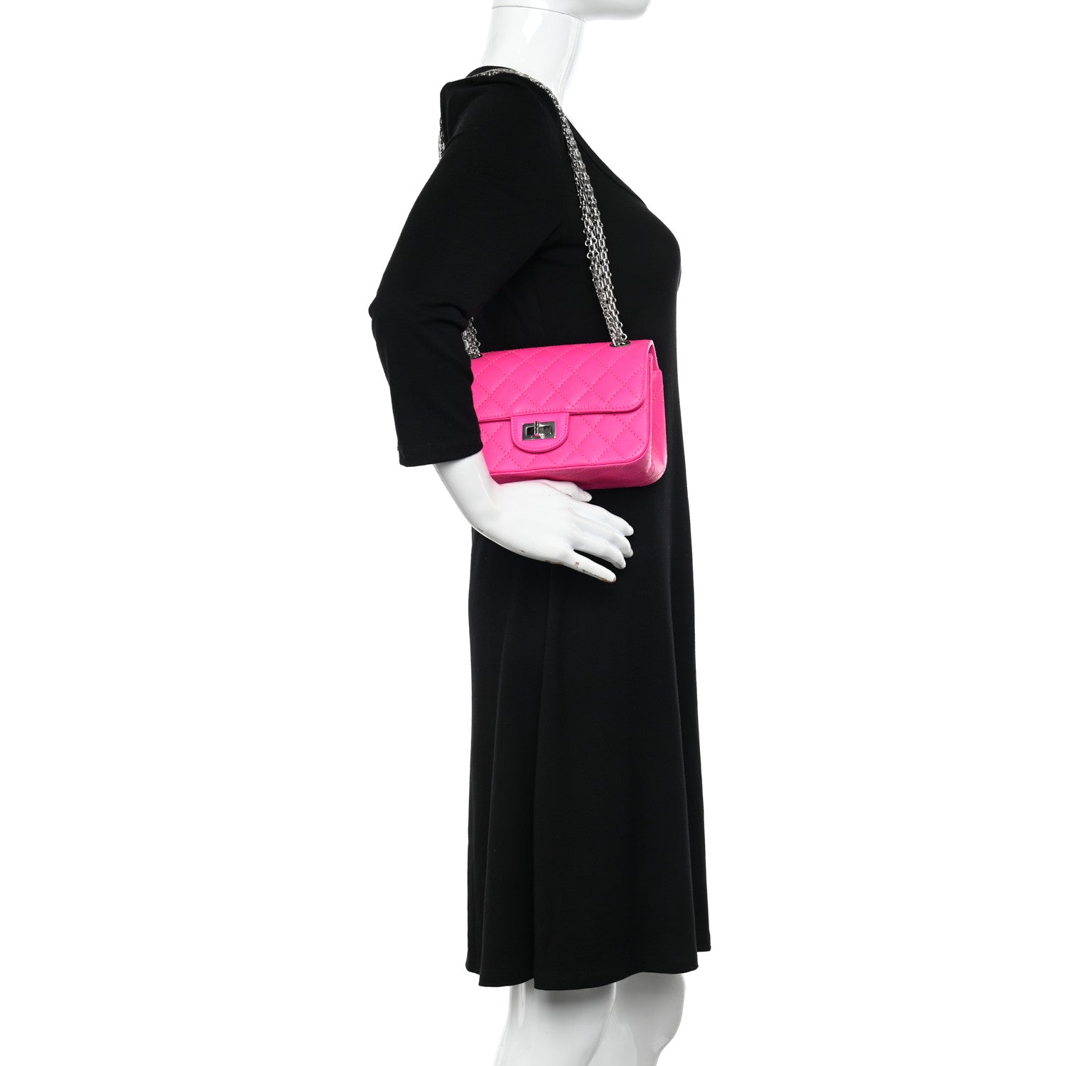 Chanel Goatskin Quilted 2.55 Reissue Mini Flap Fluorescent Pink 2 of 11