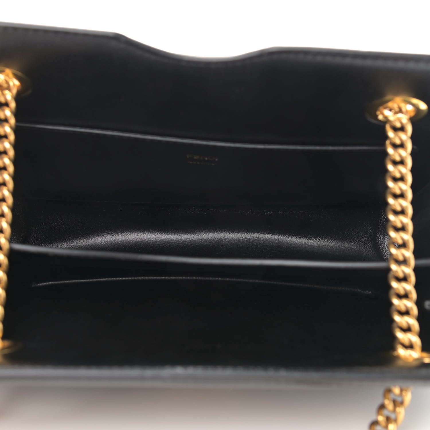Fendi Vitello Glacier Karligraphy Pocket Shoulder Bag Black Gingerbread 5 of 10