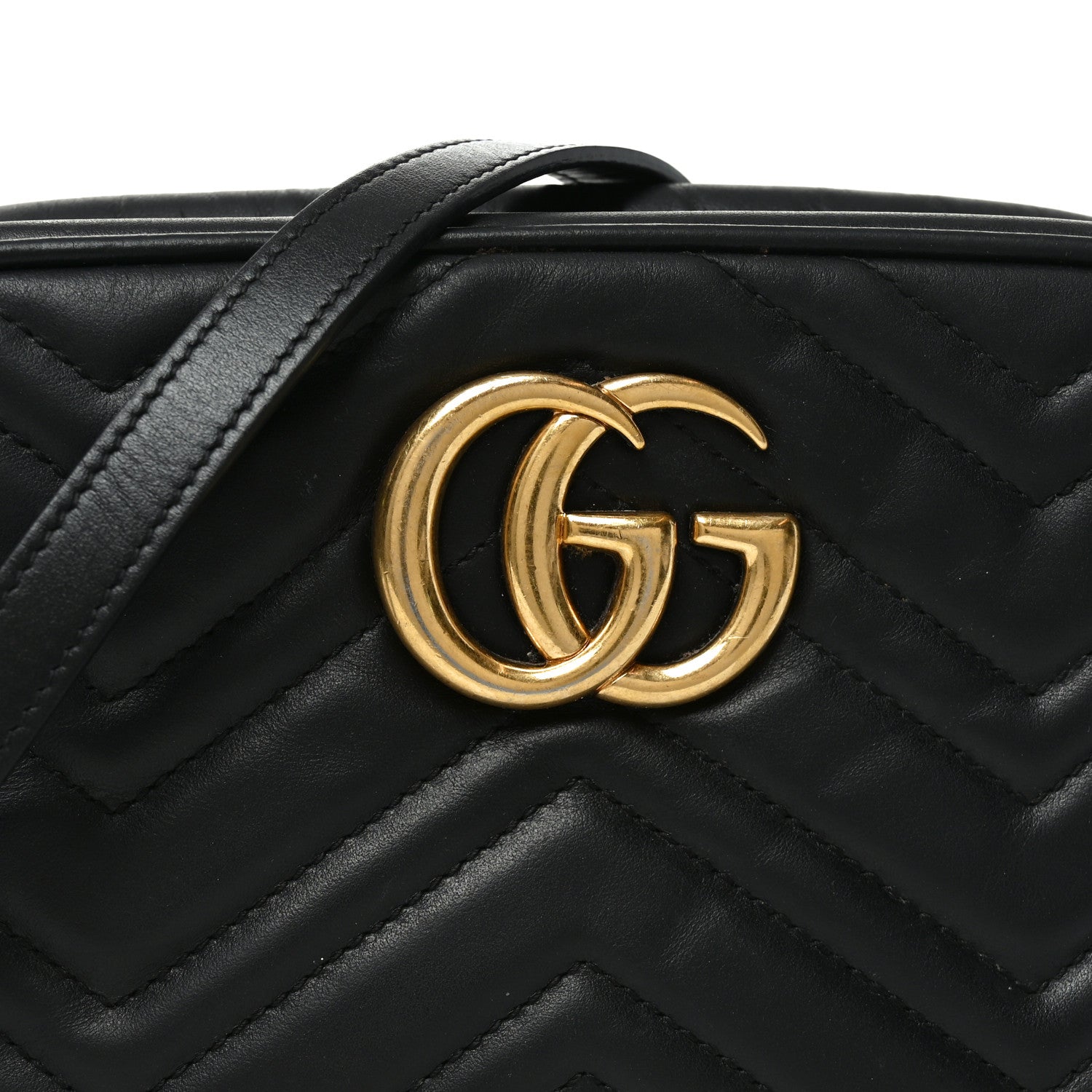 Gucci Calfskin Matelasse Small GG Marmont Chain Shoulder Bag Black 8 of 10