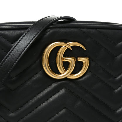 Gucci Calfskin Matelasse Small GG Marmont Chain Shoulder Bag Black 8 of 10