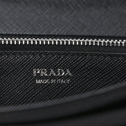 Prada Saffiano Triangle Logo Continental Flap Travel Wallet Black 7 of 8
