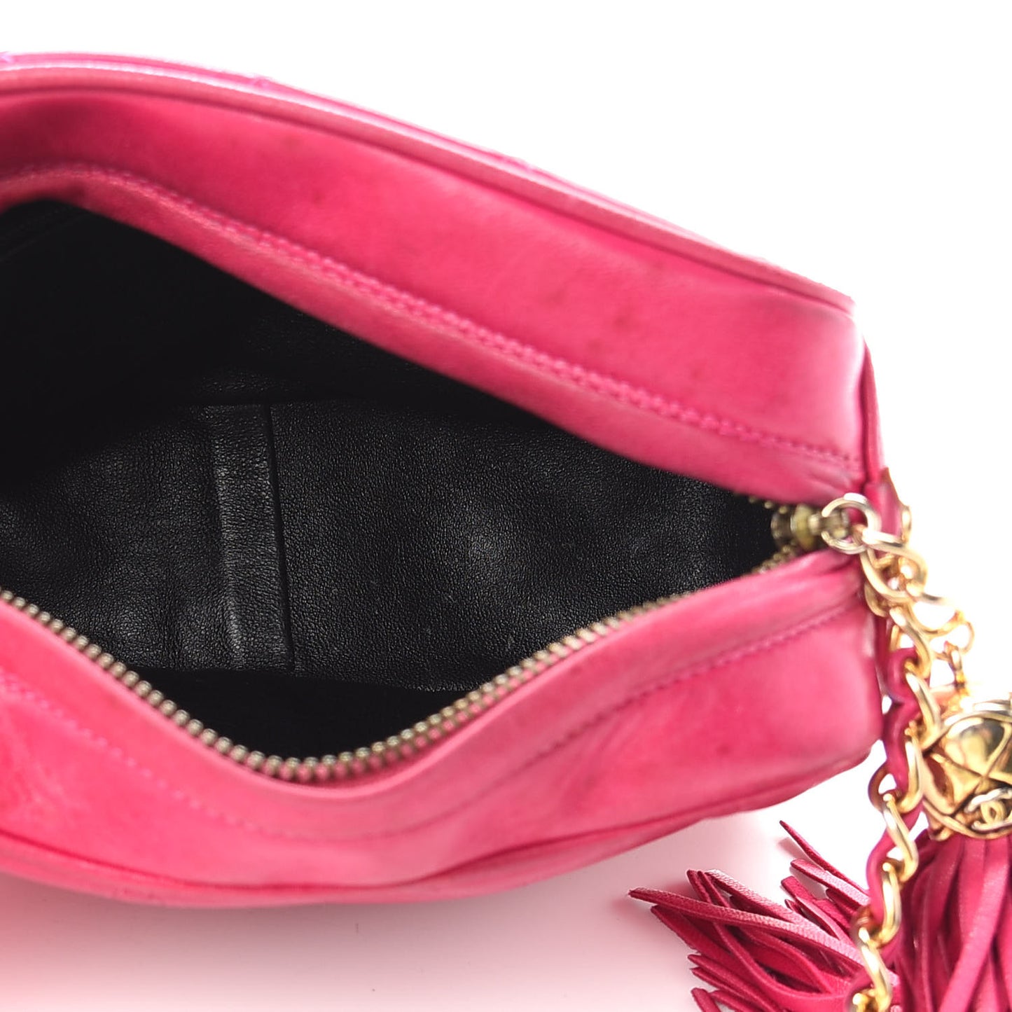 Lambskin Quilted CC Tassel Camera Case Pink