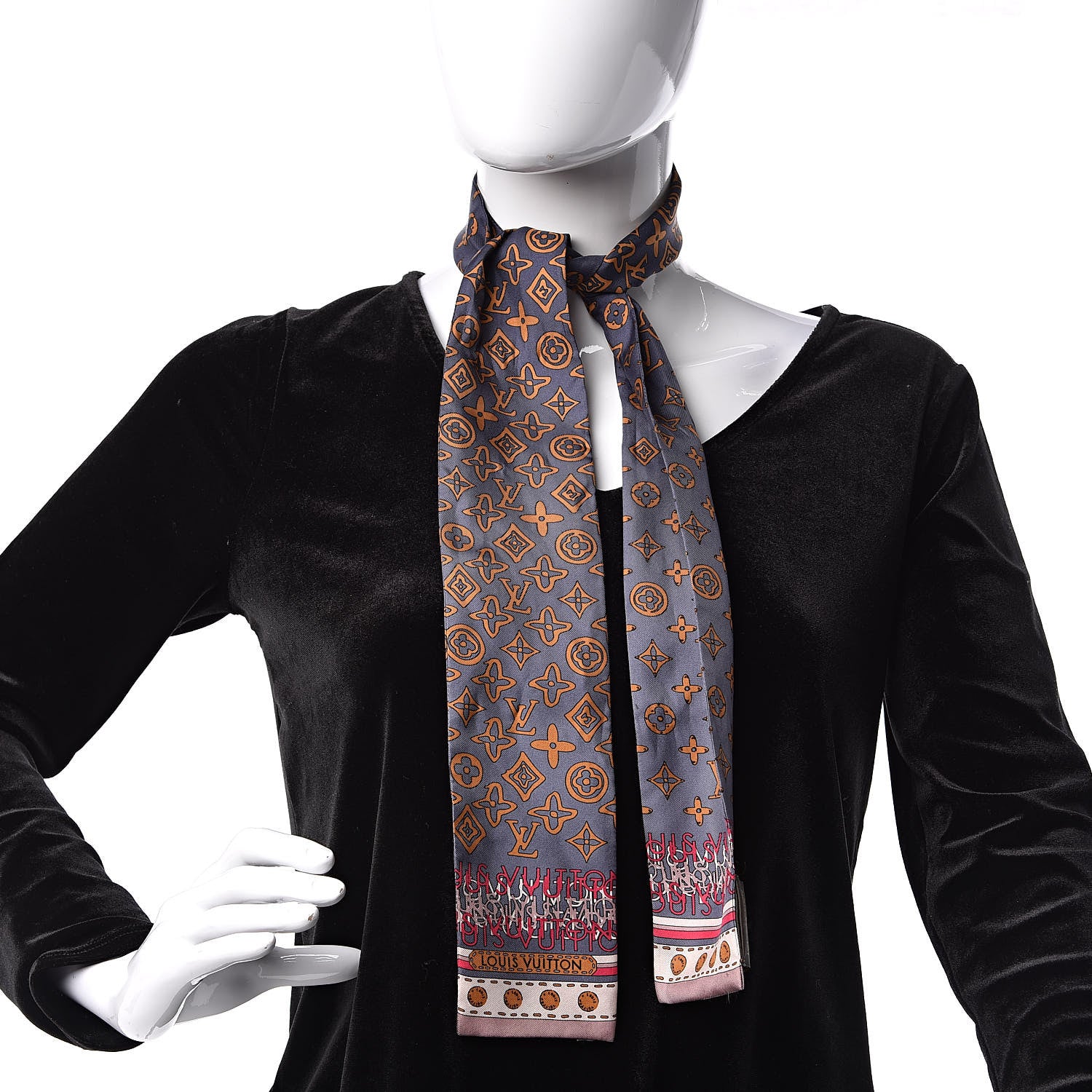 Louis Vuitton Silk Monogram Map Bandeau Quetsche 2 of 4