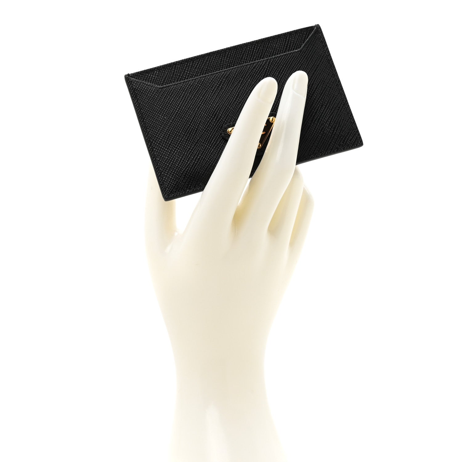 Prada Saffiano Triangle Card Holder Black 2 of 7