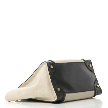 Celine Natural Canvas Smooth Calfskin Mini Luggage Cream 4 of 17