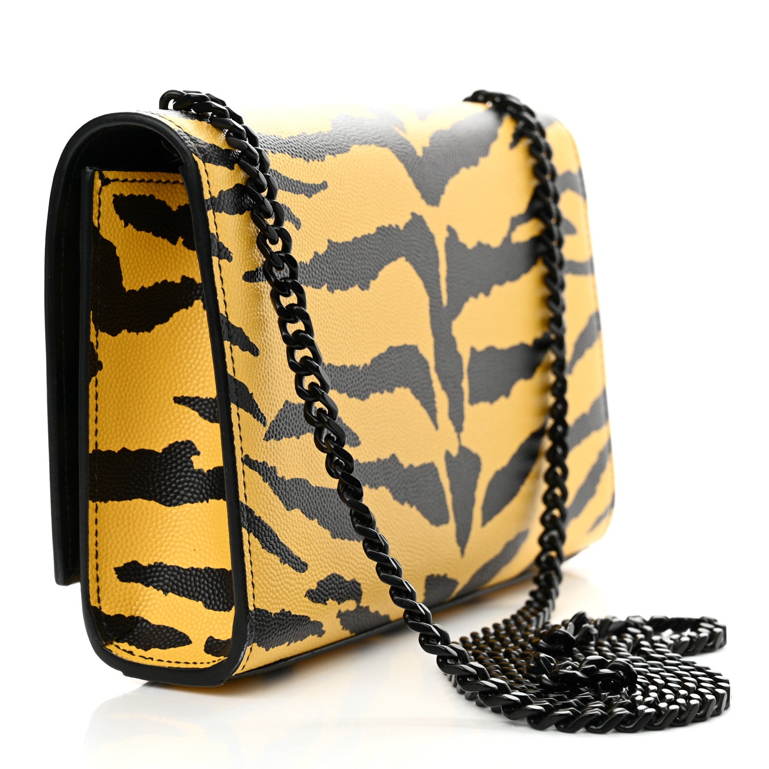 Saint Laurent Grain De Poudre Zebra Print Small Classic Monogram Kate Satchel Yellow 2 of 10