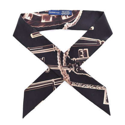 Hermes Silk Les Cles Twilly Black 1 of 3