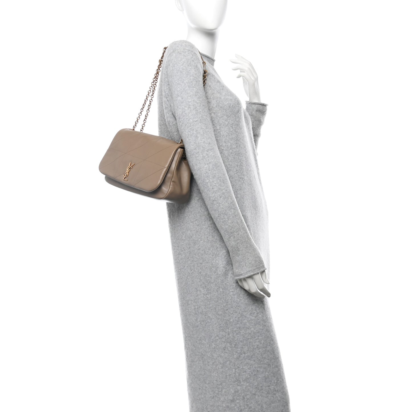 Lambskin Matelasse Monogram Small Jamie 4.3 Taupe