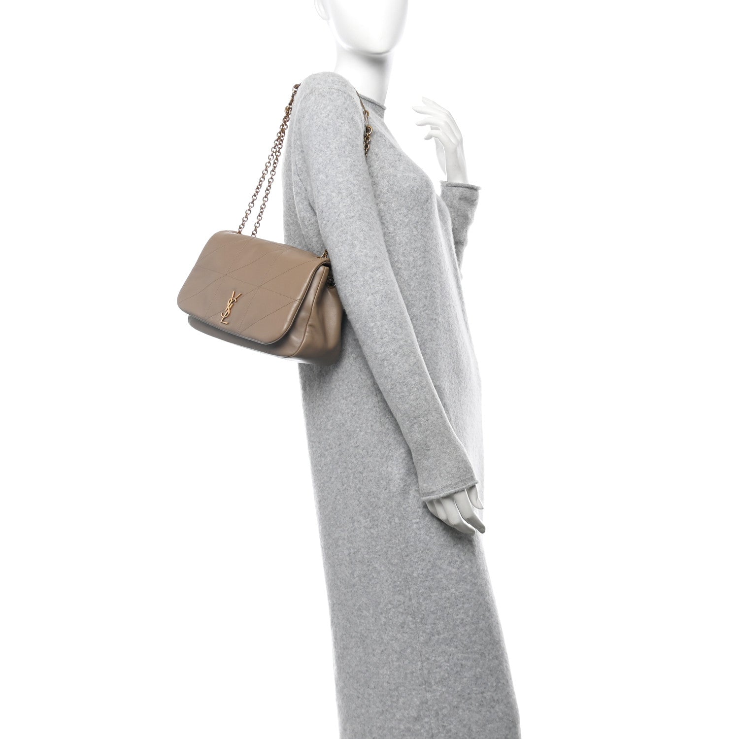 Saint Laurent Lambskin Matelasse Monogram Small Jamie 4.3 Taupe 2 of 11