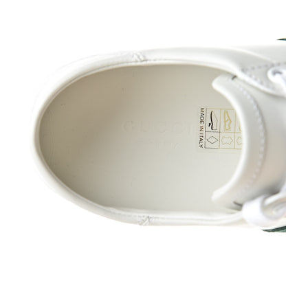 Gucci Calfskin Web Bee Embroidered Womens Ace Sneakers 35 White Green 8 of 9