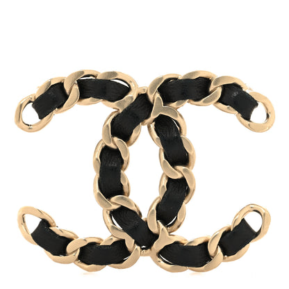 Chanel Lambskin Chain CC Brooch Black Gold 1 of 4