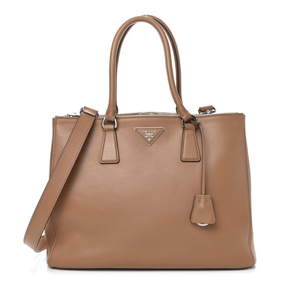 Prada City Calfskin Bi-Color Large Galleria Double Zip Tote Caramel Orange 1 of 8