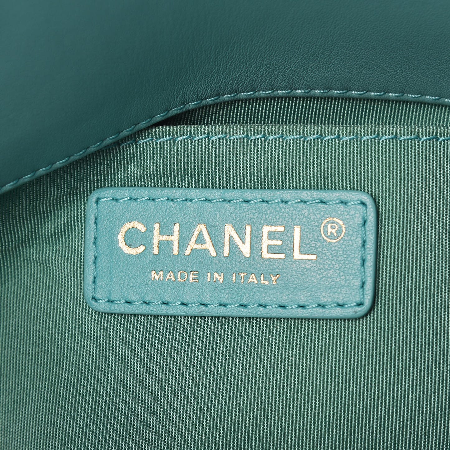 Calfskin Stitched Small Covered CC Flap Bag Green
