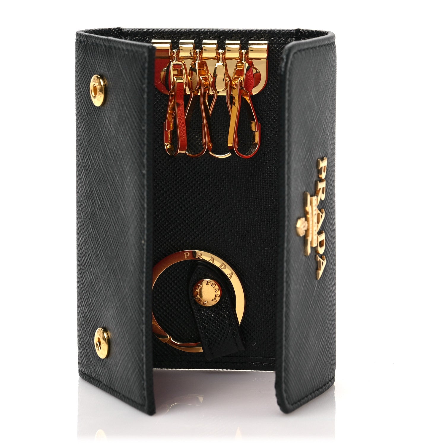 Prada Saffiano Metal 6 Key Holder Black 4 of 6
