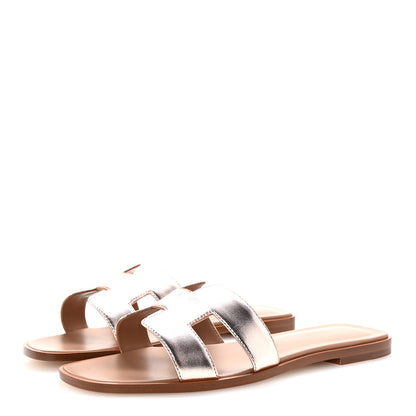 Hermes Metallic Calfskin Oran Sandals 39 Rose Dore 4 of 10