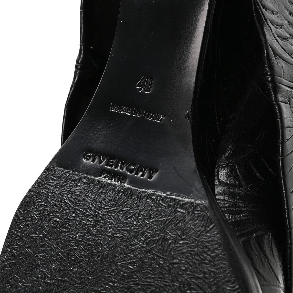 Givenchy Calfskin Embossed Cowboy Shark Lock High Boots  40 Black 6 of 6