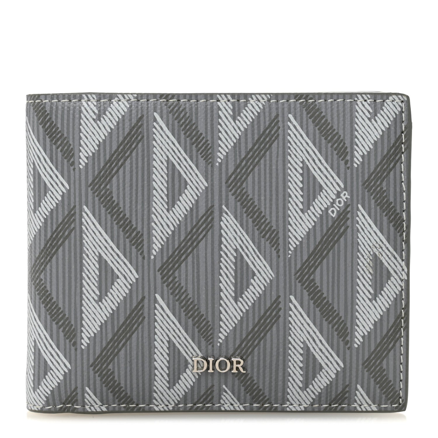 Christian Dior Coated Canvas Calfskin CD Diamond Bifold Wallet