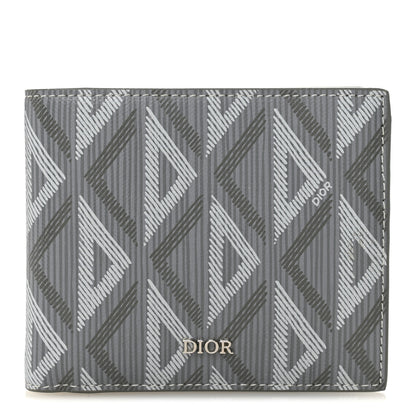 Christian Dior Coated Canvas Calfskin CD Diamond Bifold Wallet Grey 1 of 7