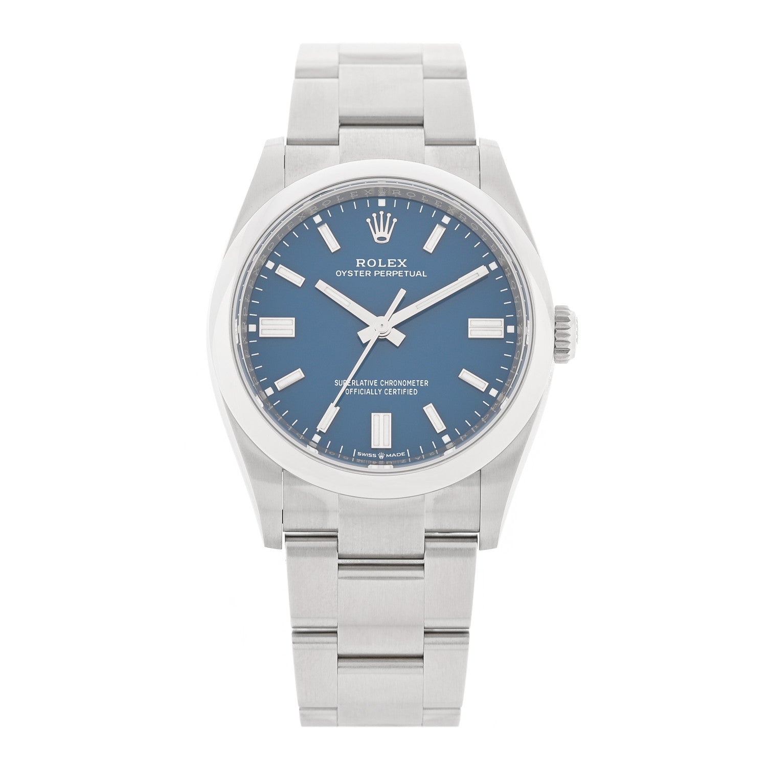 Rolex Stainless Steel 36mm Oyster Perpetual Watch Med Blue 126000 1 of 5