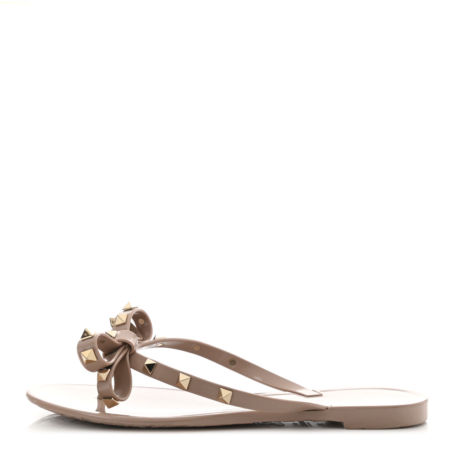 Valentino Garavani PVC Jelly Rockstud Bow Thong Sandals 38 Poudre 1 of 7
