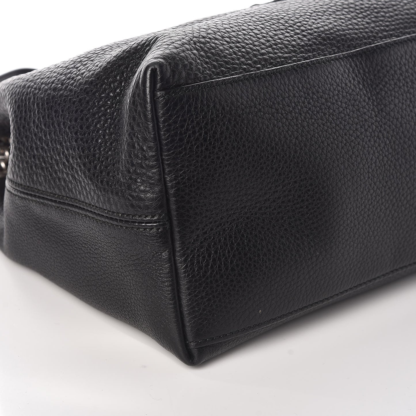 Pebbled Calfskin Studded Medium Soho Chain Shoulder Bag Black