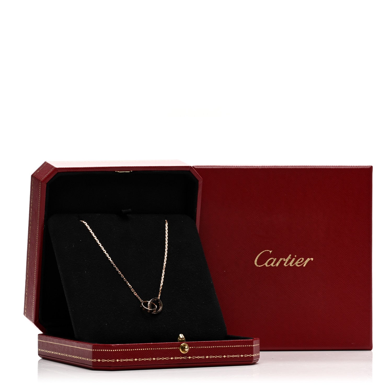 Cartier 18K Pink Gold Diamond Interlocking LOVE Necklace 5 of 5