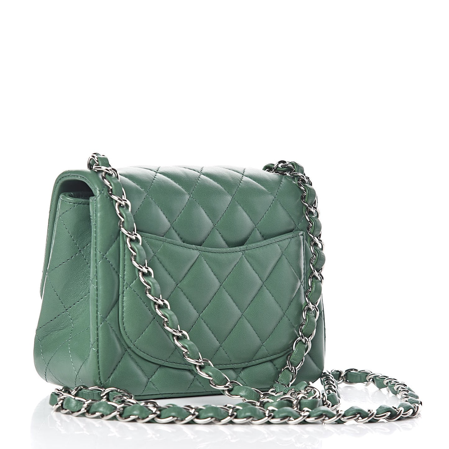 Lambskin Quilted Mini Square Flap Green