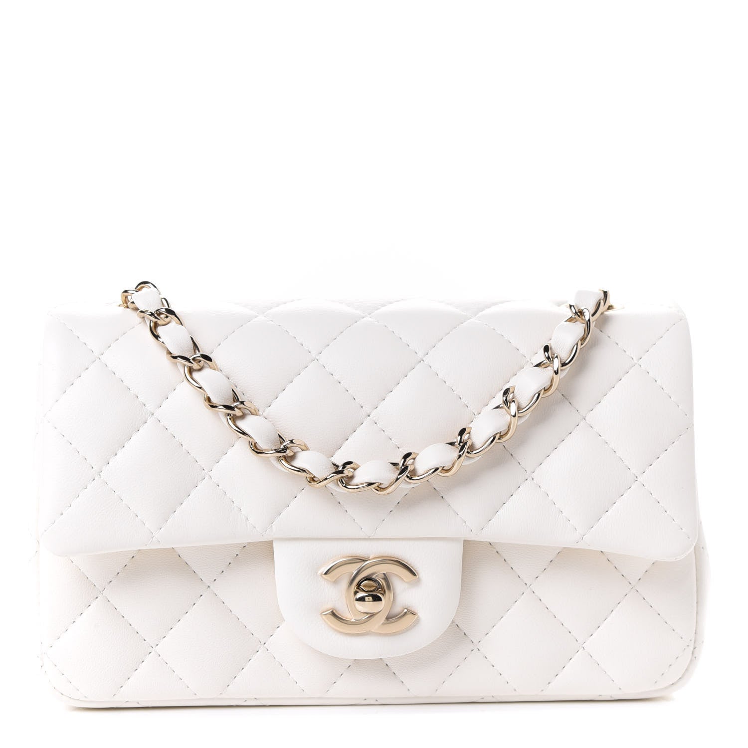 Chanel Lambskin Quilted Mini Rectangular Flap White 1 of 5