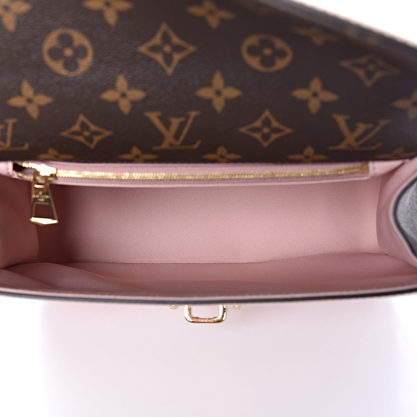 Patent Calfskin Monogram Cherrywood PM Rose Ballerine