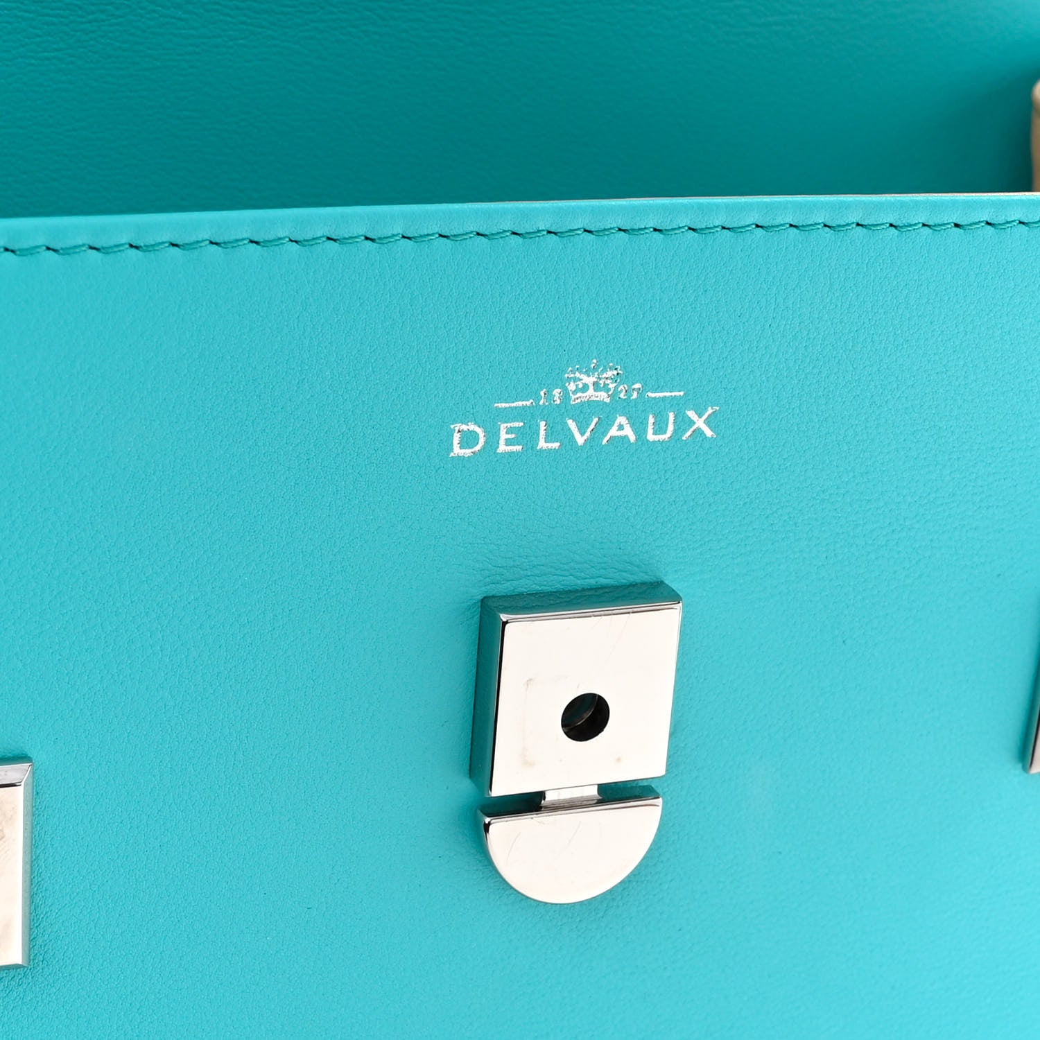 Delvaux Calfskin MM Tempete Satchel Turquoise 6 of 10