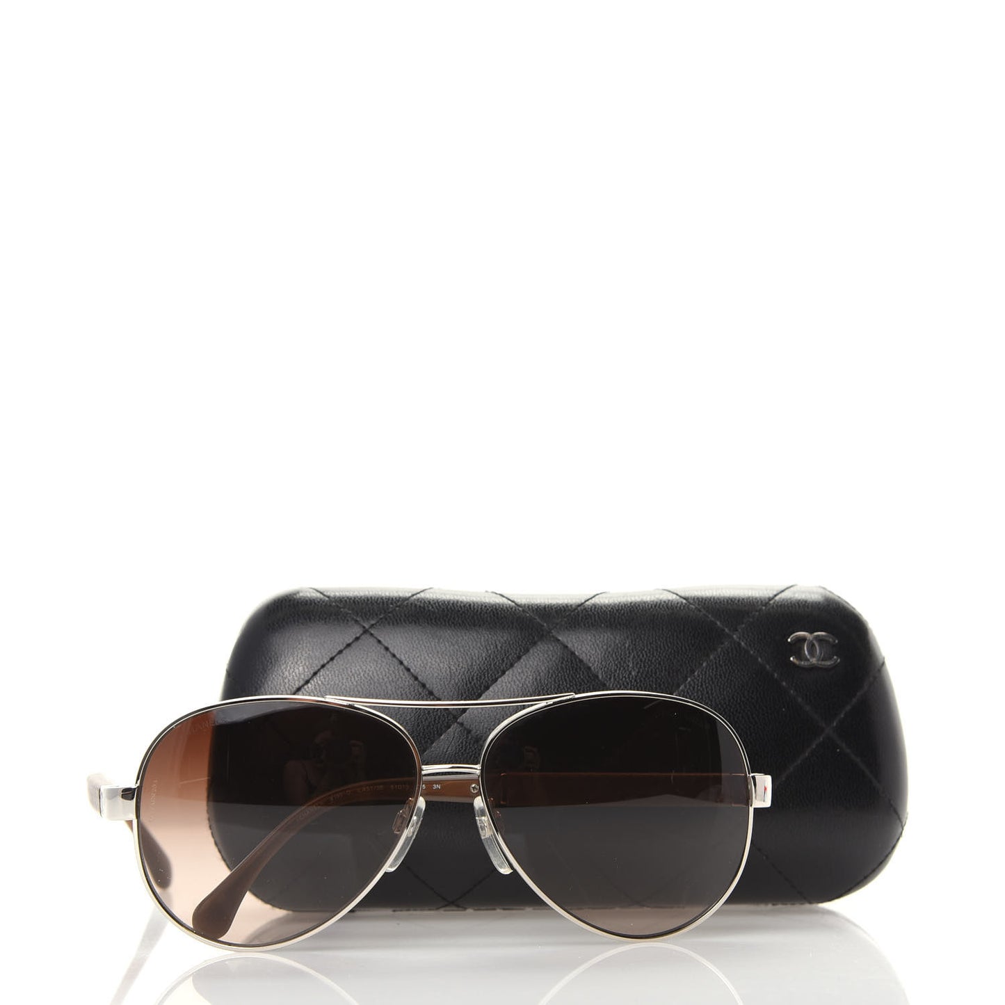 Lambskin Quilted CC Aviator Sunglasses 4195-Q Brown Gold