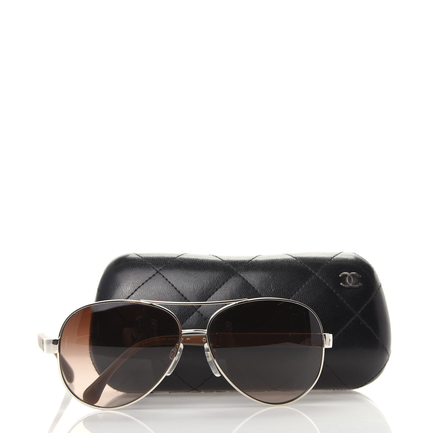 Chanel Lambskin Quilted CC Aviator Sunglasses 4195-Q Brown Gold 8 of 8