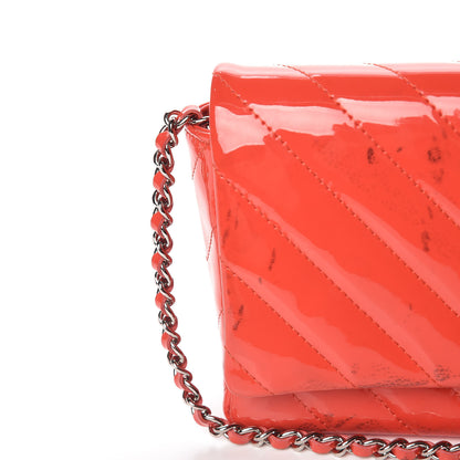 Chanel Patent Calfskin Chevron Quilted Wallet On Chain WOC Red 12 of 20