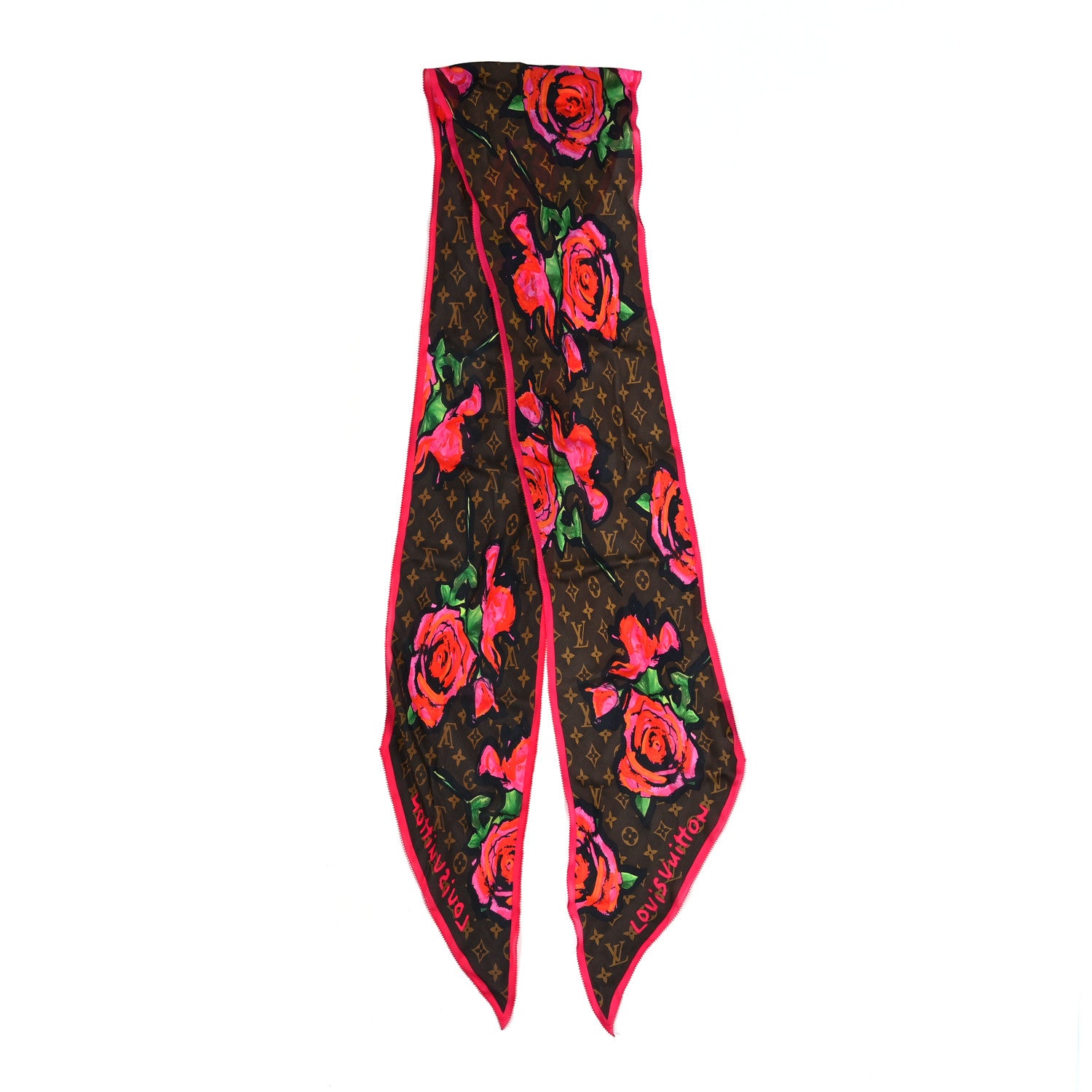 Louis Vuitton Silk Monogram Roses Scarf Marron 2 of 4
