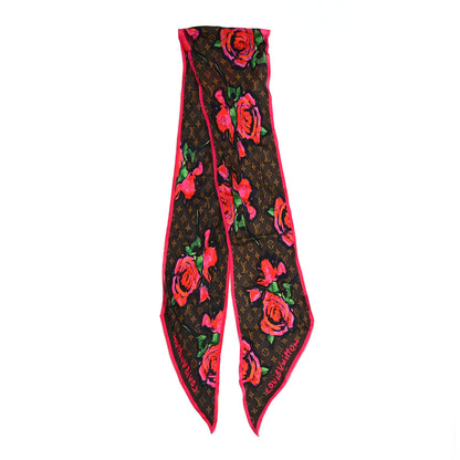 Louis Vuitton Silk Monogram Roses Scarf Marron 2 of 4
