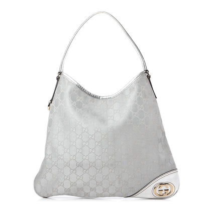 Gucci Metallic Monogram Medium New Britt Hobo Silver 1 of 10